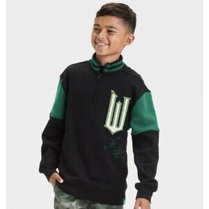 Youth Black and Green Quarter-Zip Sweatshirt